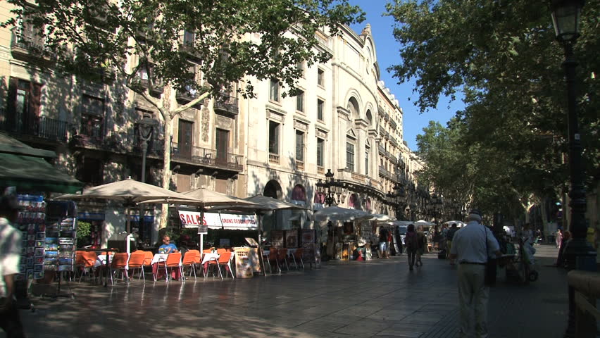 Barcelona, Spain - August 2012: La Rambla is a popular street with both locals and tourists