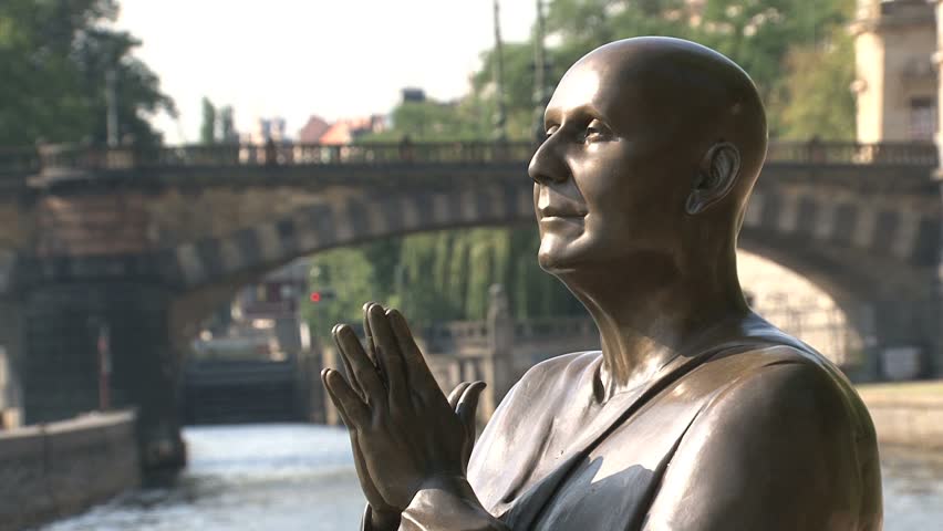 Prague, Czech Republic - July 2012: Close up of The statue of Harmony which sits along the Vltava river