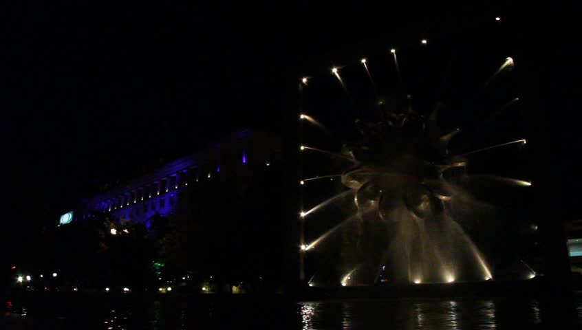 Fountain in Plovdiv at night