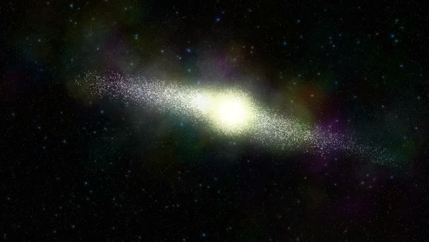 Galaxy Fly Through. Camera approaches a galaxy and then flies through the cluster of stars.