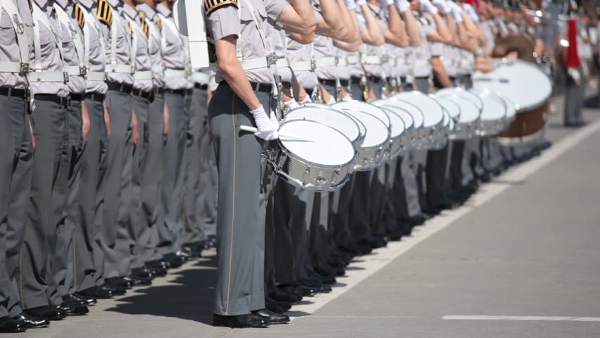 Army Cadet band marching in a parade