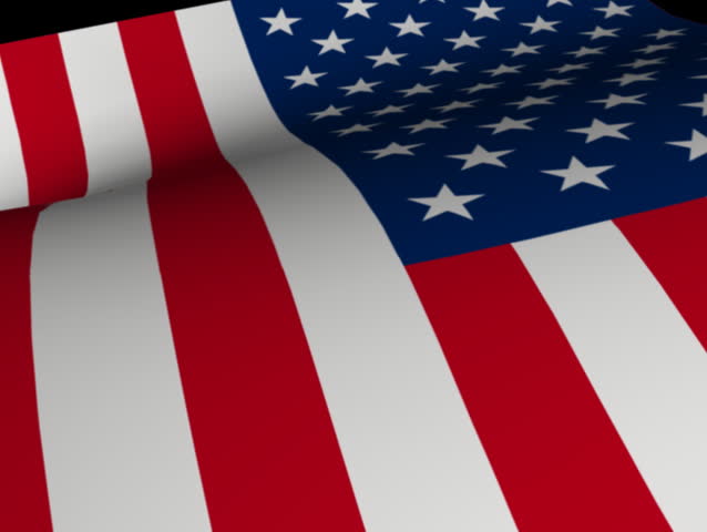 Computer-generated animated loop depicting a waving American flag (concept: freedom)