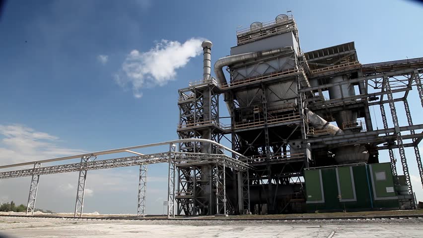 Cement factory view blue sunny day 