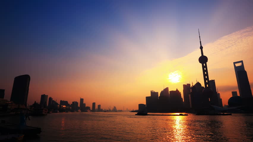 Panning Time Lapse of Shanghai Sunrise