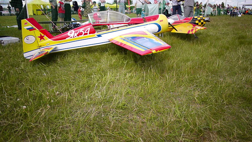 VELIKIE LUKI, RUSSIA - JUNE 29: Demonstrations at the opening of the RC model aircraft championship on June 29, 2012 in Velikie Luki, Russia.