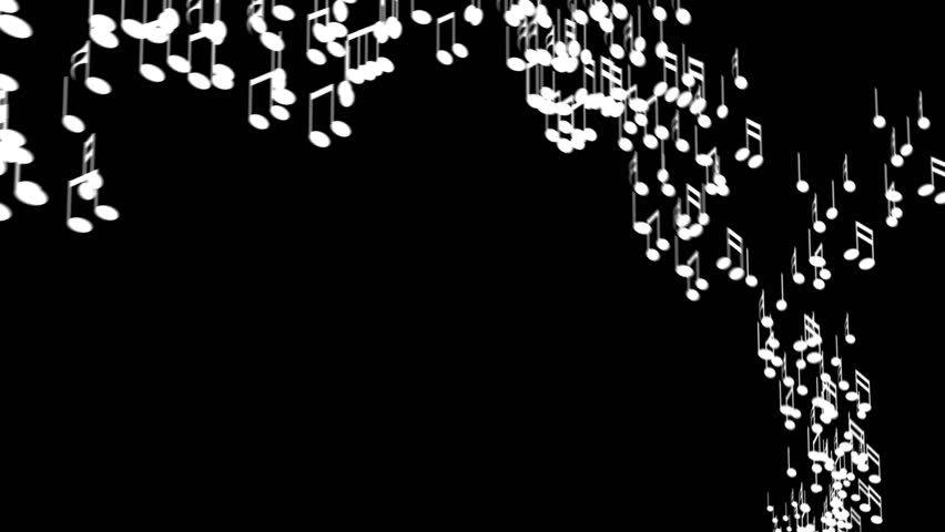 Flowing, flying stream of Music Notes with alpha channel
