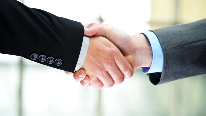 Car rental agreement handshake two businessmen shaking hands high definition video