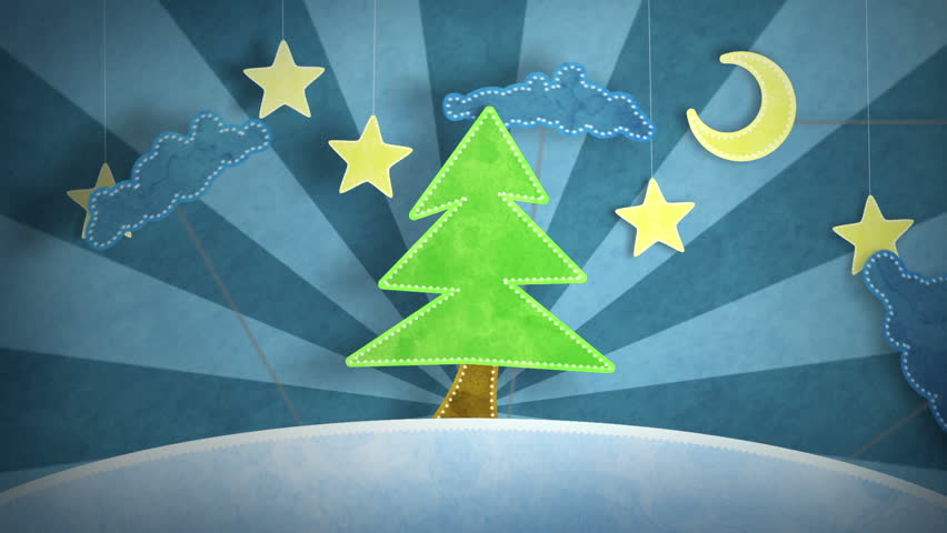 winter scene with christmas tree loop 5.00 - 15.00. luma matte for first and last 4 seconds