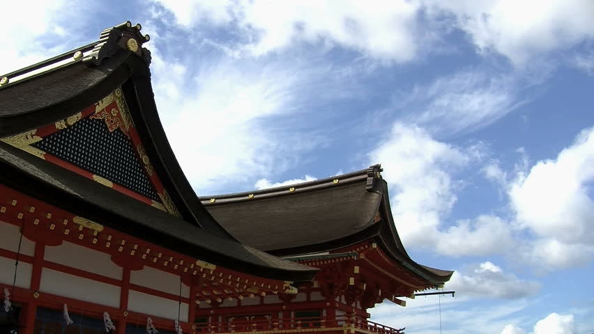 KYOTO, JAPAN - CIRCA 2012: Fushimi Inar Temple timelapse with beautiful clouds