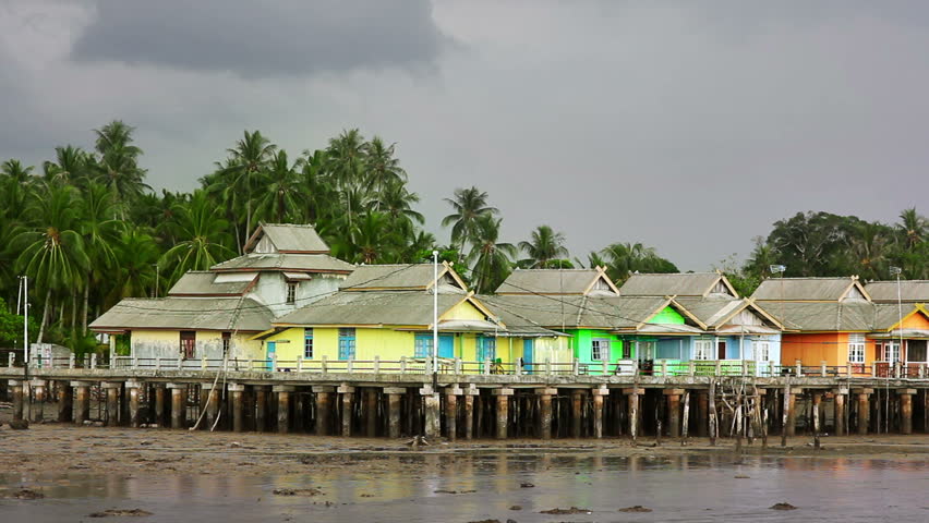 wooden houses in Penyengat island, Indonesia