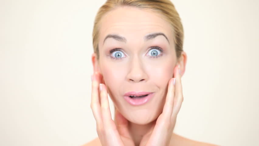 Shocked blonde woman