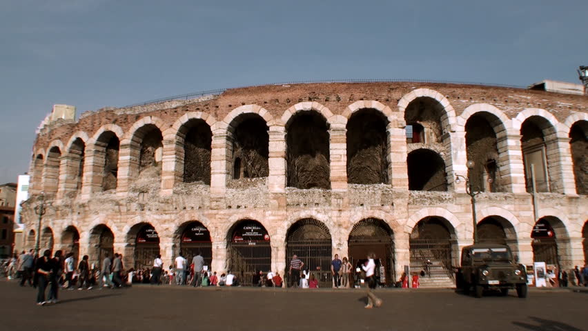 VERONA, ITALY - MAY 10: People waiting outside the arena of Verona, Italy for a concert to start inside on May 10, 2012. The arena is the most well-preserved amphitheatre of the Roman age and is still in use.
