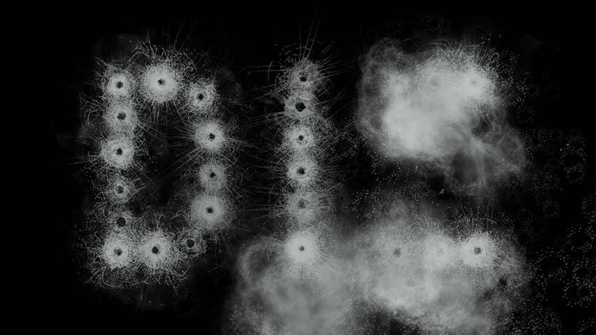 Gun shots in Glass forming word DIE(FullHD)