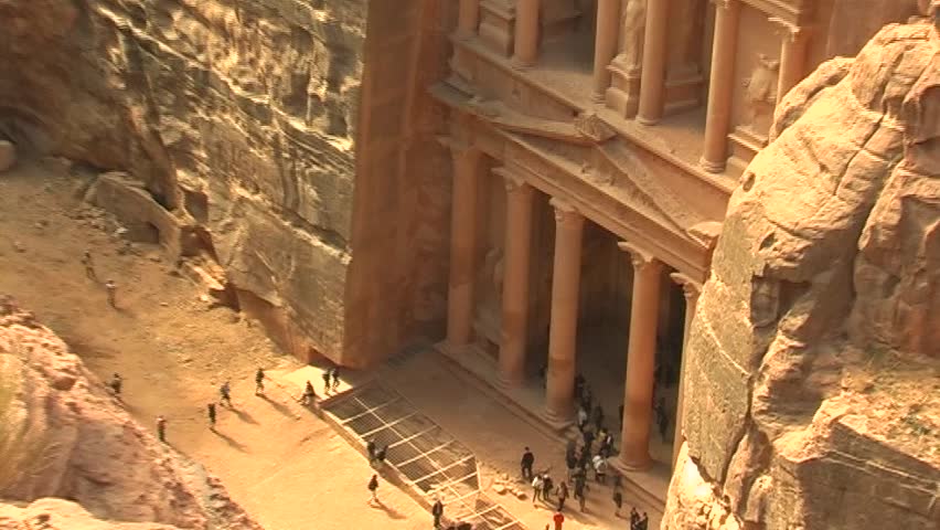Facade of Treasury in Petra, Jordan.