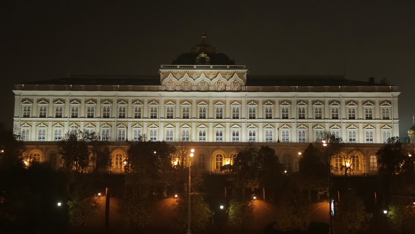 night view on the Kremlin embankment. Moscow, Russia,  panorama
