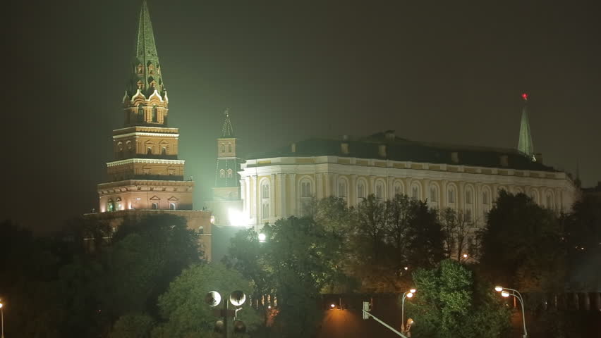 night view on the Kremlin embankment. Moscow, Russia,  panorama