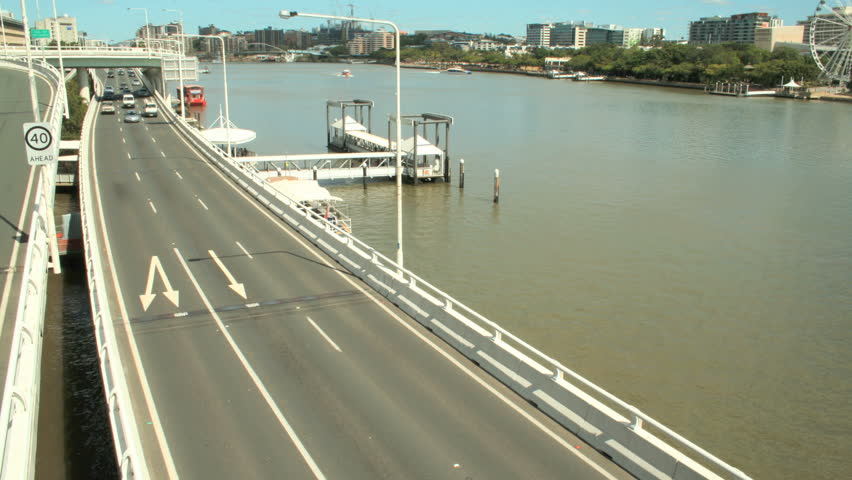 BRISBANE, AUSTRALIA - Oct 3 2012: The Riverside Expressway runs the entire western length of the Brisbane CBD before becoming the Pacific Motorway. It is one of the most used roads in Brisbane.