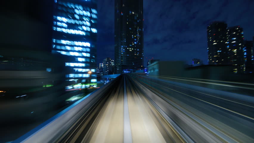 Time lapse from the Yurikamome, an automated guideway transit service operating along Tokyo Bay in Tokyo, Japan.