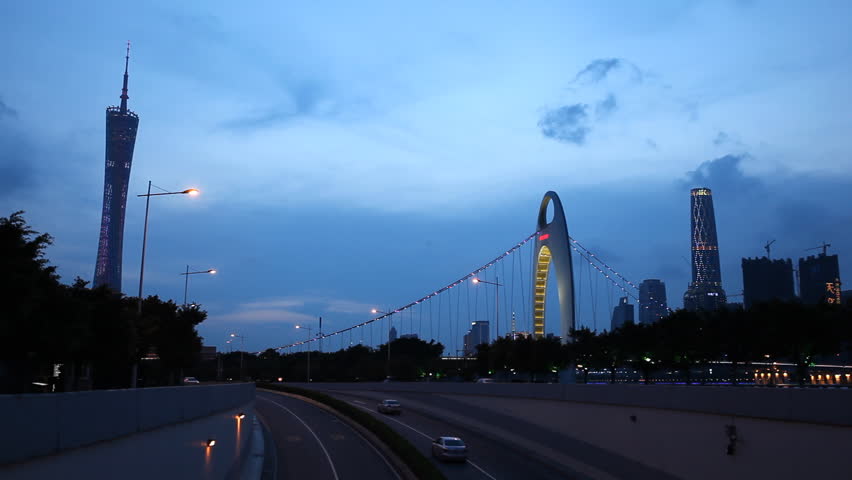 Liede Bridge, Canton Tower, Guangzhou, China, Pearl River, Tianhe District, IFC