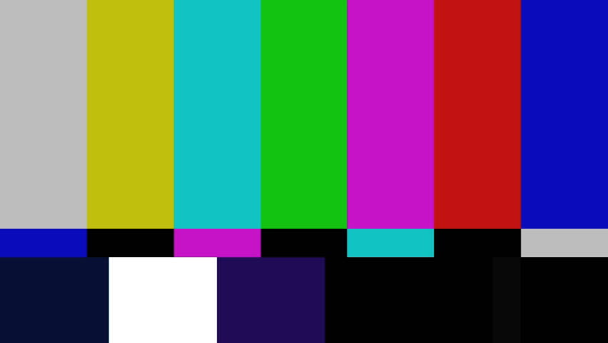 Static on a color bar test pattern on TV