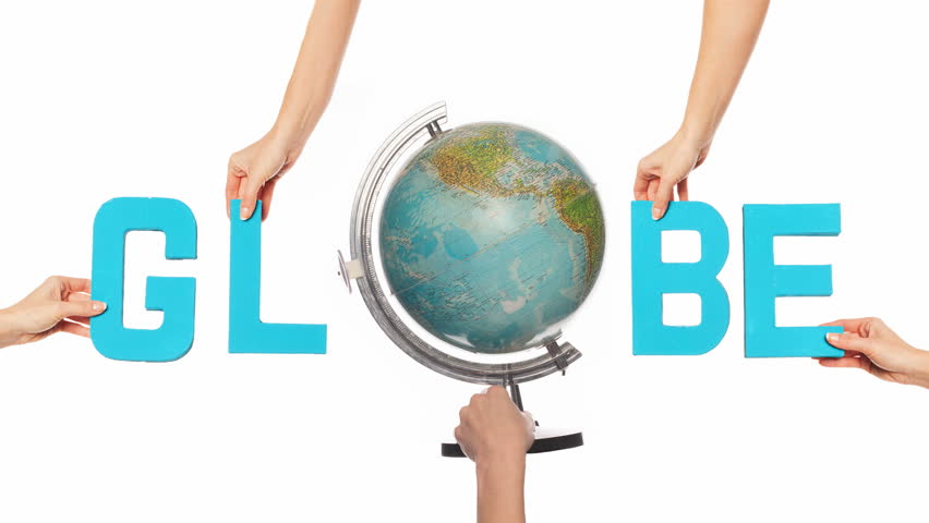 Text for GLOBE with a spinning globe for the O