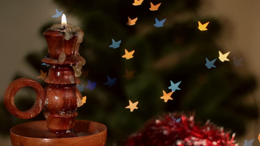 Christmas-tree decorations on star-shaped background
