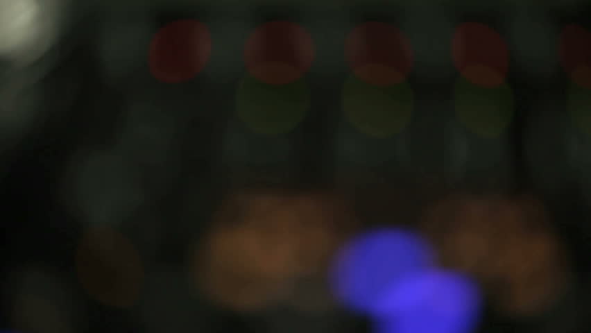 In and out focus on DJ lights on a deck