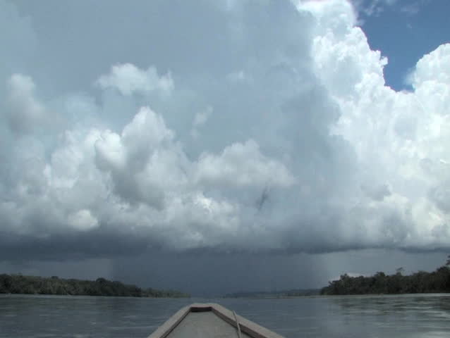 Rain coming on Rio Napo River in the Ecuadorian Amazon