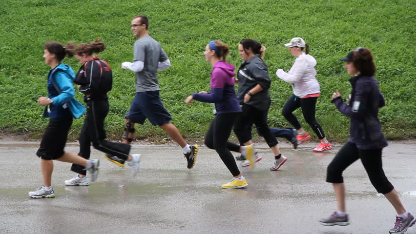 TORONTO, CANADA - SEPTEMBER 21st: Participants run, walk and jog in the Oasis Zoo run on September 21st, 2012. The run is sponsored by Oasis fruit drinks. It is held in September at the Toronto Zoo.