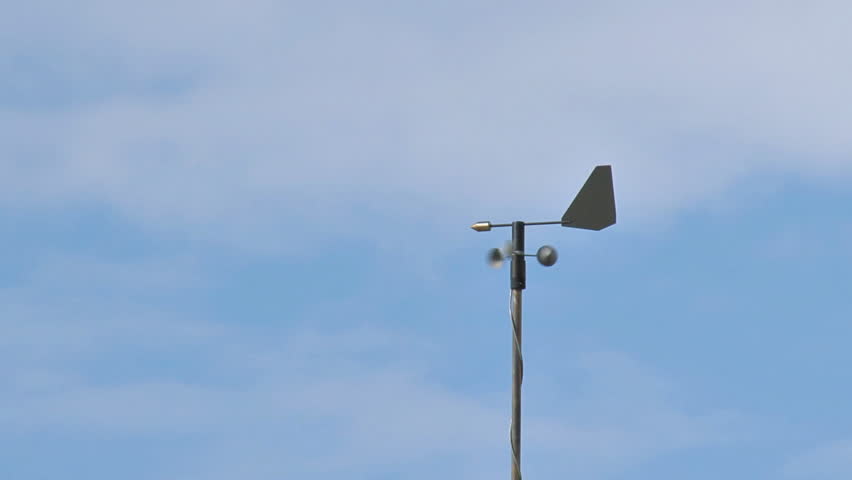 Anemometer in Wind - Blue Sky and Clouds