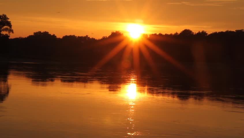 Sunset on the Elbe river in Saxony-Anhalt / Germany