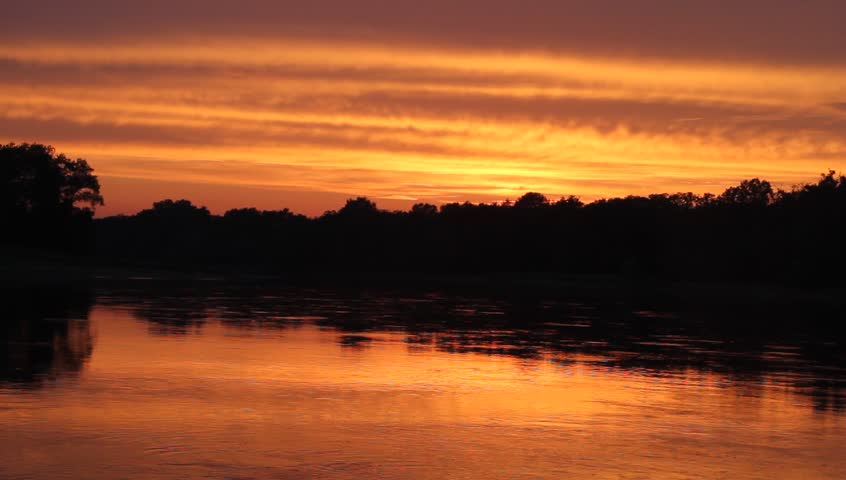 Sunset on the Elbe river in Saxony-Anhalt / Germany
