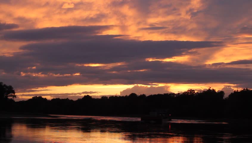Sunset on the Elbe river in Saxony-Anhalt / Germany