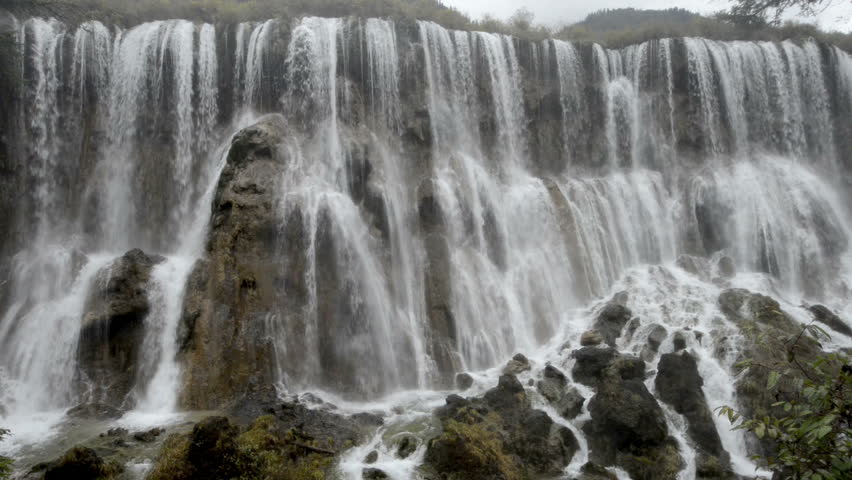 Autumn view of the waterfalls at the UNESCO World Heritage Site - Jiuzhaigou Valley