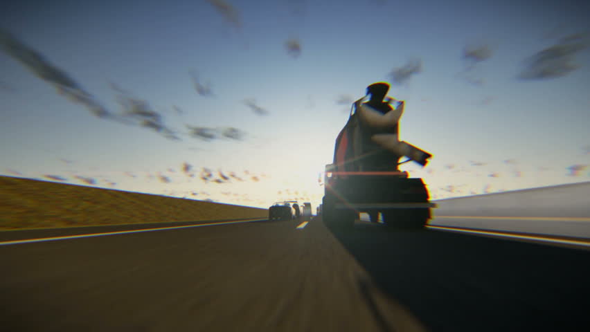 Car running on a highway