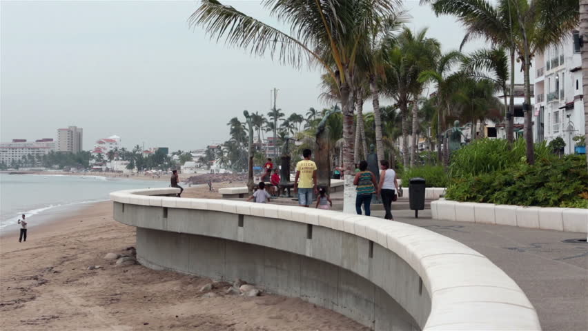 PUERTO VALLARTA MEXICO NOV 2012: Ttourism business and vacation travelers return to Mexico. Boardwalk cultural artistic center of city circa Nov 2012 in Puerto Vallarta, Mexico
