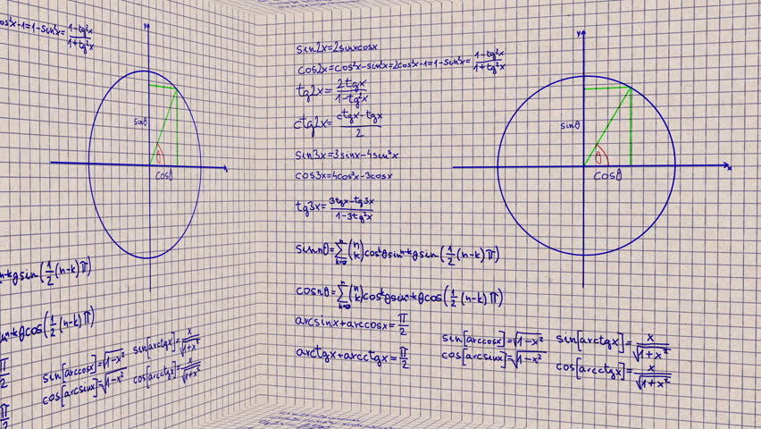 Science Mathematics Formulas macro close up animation with shallow depth of field
