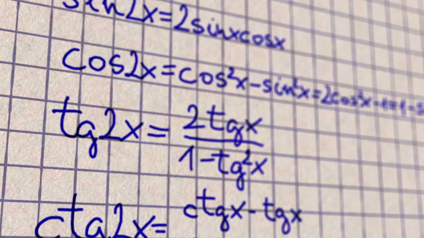 Science Mathematics Formulas macro close up animation with shallow depth of field