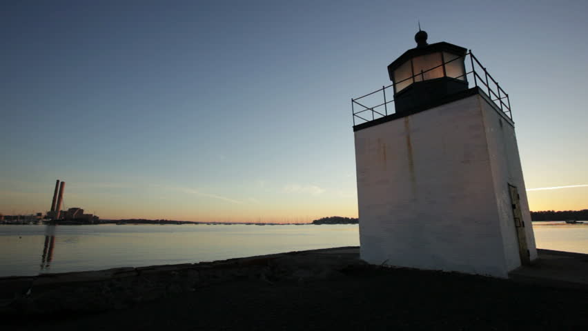 Salem Derby lighthouse right at sunrise right