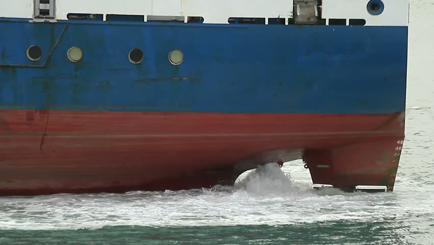 Water stream coming out from shipâs propeller