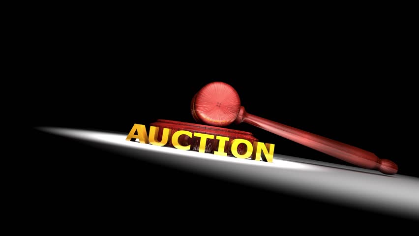 Auction gavel animation with matte.