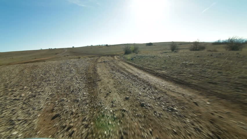 Off-road driving through a Crimean mountain plateau