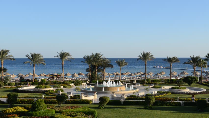 The fountain near beach at the luxury hotel, Sharm el Sheikh, Egypt