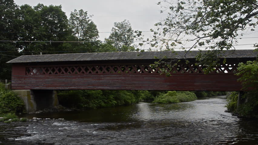 Henry Bridge in Bennington Vermont VT 1840 red old historical over the river