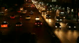 Traffic at night in Bangkok, soft focus.