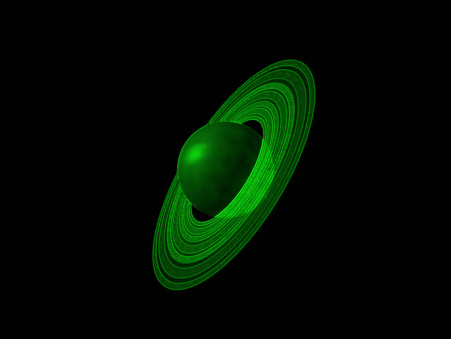 Green Planet with Ring. A green Saturn like planet lighted from different angles. With a nice moving ring around it.