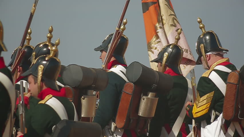 CRIMEA, UKRAINE â SEPTEMBER 29, 2012: Russian troops before the battle during reenactment of Battle of Alma (Crimean War 1853 - 1856) on a historical festival in Crimea.