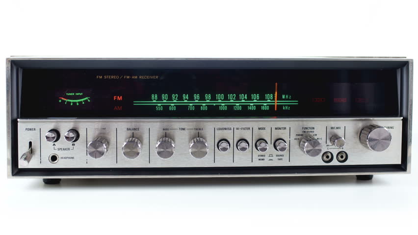 stop motion of a vintage radio receiver with frequency dial moving