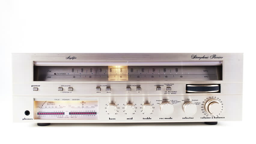 stop motion of a vintage radio receiver with frequency dial moving