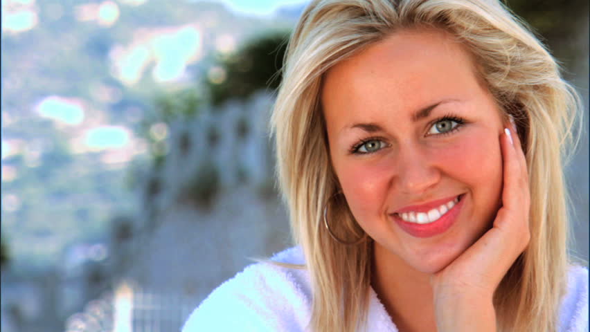 Beautiful blonde girl enjoying spa luxury
